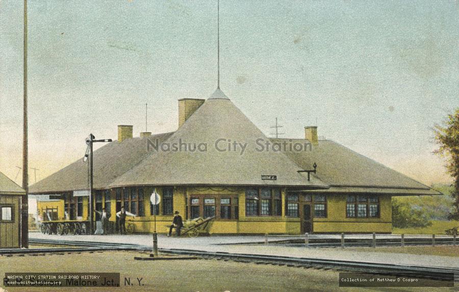 Postcard: Railroad Station, Malone Junction, New York